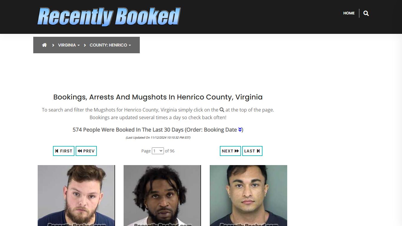 Bookings, Arrests and Mugshots in Henrico County, Virginia