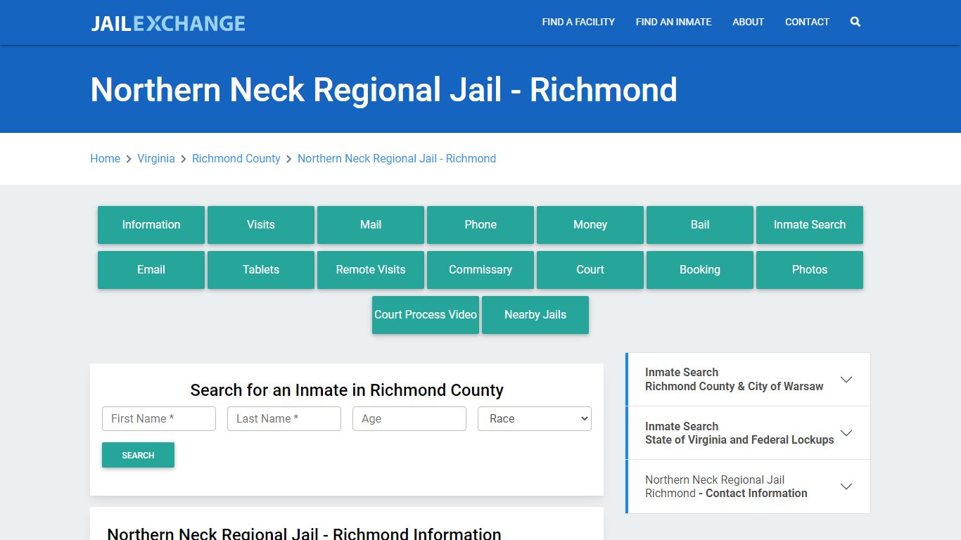 Northern Neck Regional Jail - Richmond - Jail Exchange