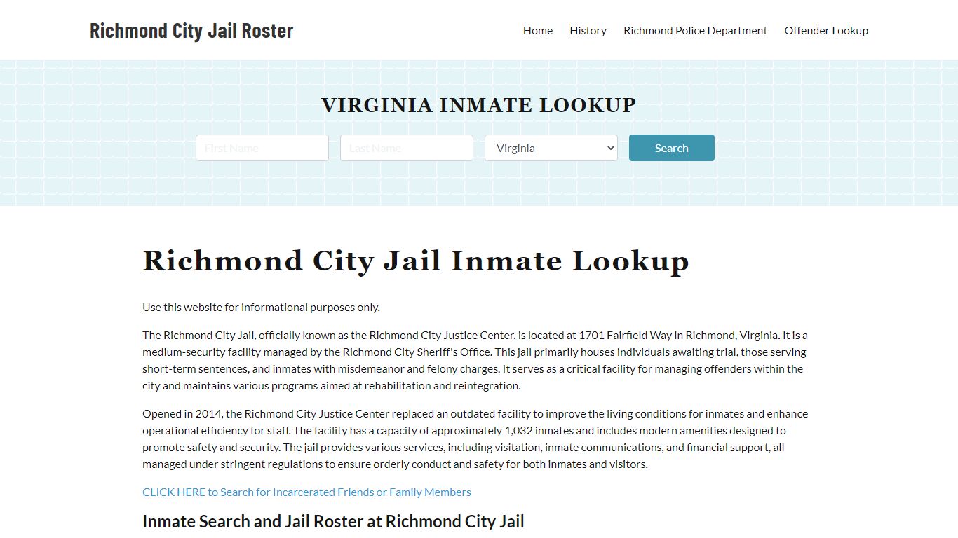 Richmond City Jail, VA Inmate Search, Jail Roster, Bookings