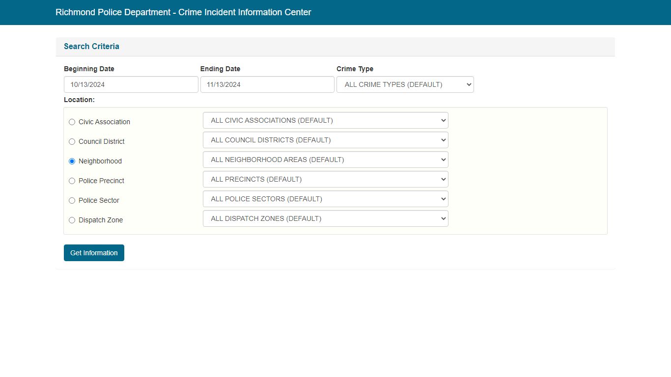Crime Info - RichmondGov.com